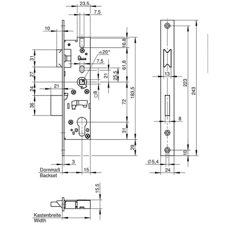 Wilka Smalslot RVS 1472-45 PC 72 mm LS / RS