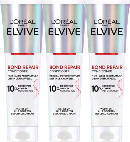 L'Oréal Paris Elvive Bond Repair Conditioner - Beschadigd Haar - Conditioner Voordeelverpakking 3x 150ml