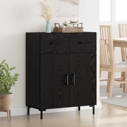vidaXL - Dressoir - Zwart - Eiken - 69,5 - x - 34 - x - 90 - cm - Bewerkt - hout