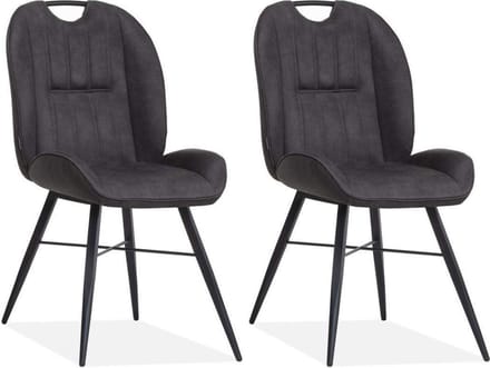 Eetkamerstoel Shelton - Antraciet (set van 2 stoelen)