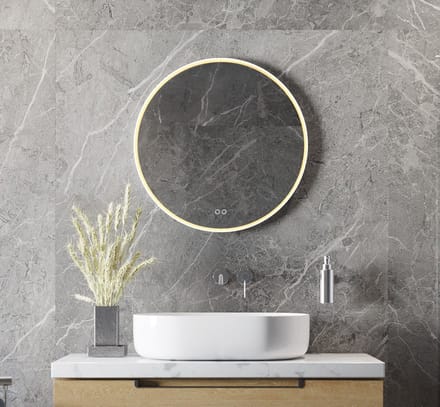 Schaere - Ronde Badkamerspiegel - Directe Verlichting - Spiegel Verwarming - Instelbare Lichtkleur - Dimfunctie - Wit Frame - 60×60 cm