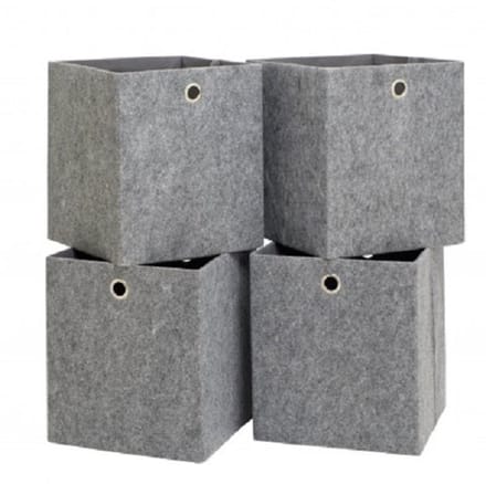 Opbergbox Set of 4 Squares Plus Boxes grijs