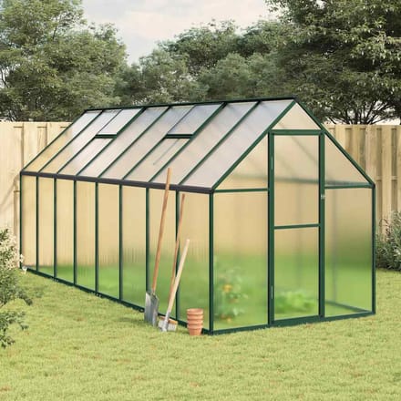 vidaXL - Tuinkas - met - basisframe - 445x169x195 - cm - aluminium - groen
