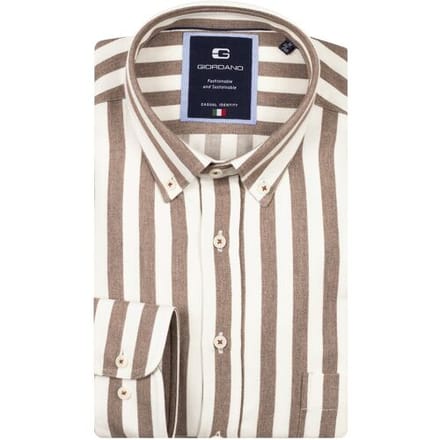 Giordano Overhemd Brando Soft Brushed Satin Stripe Button-Down Donker Bruin / male