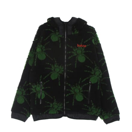 Herenspinbont hoodie met rits, zwart