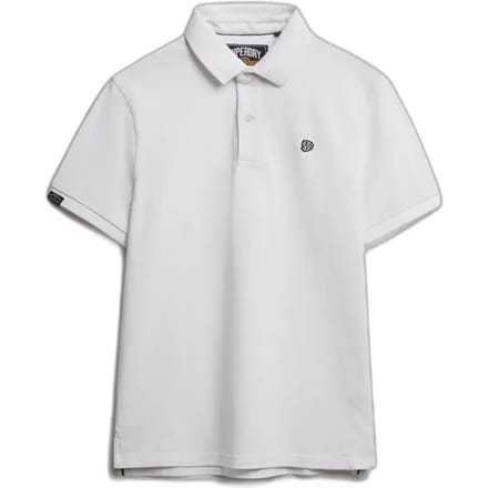 Superdry witte heren polo   Rib kraag   Regular fit   Knoopsluiting   Korte mouw Wit XXL