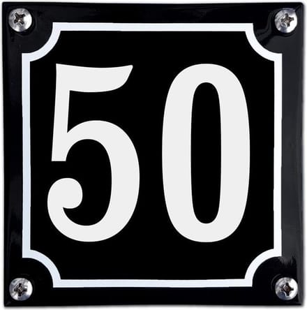 Zwart emaille huisnummer  - 50