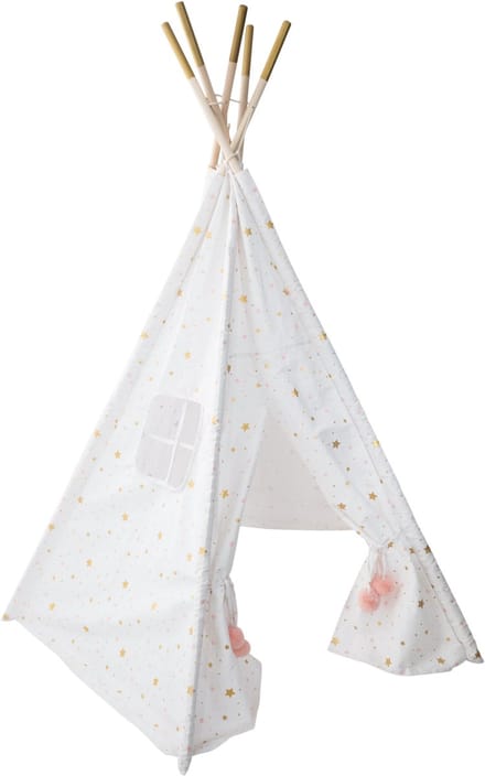 Atmosphera Tipi speeltent voor kinderen - 130 x 130 x 160 cm - wit - wigwam