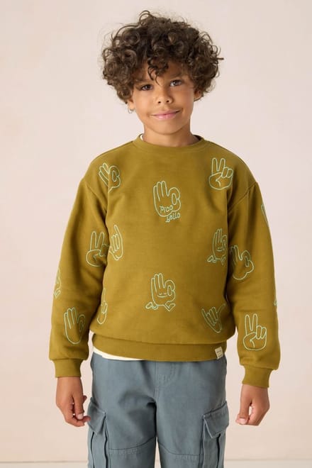 Sissy-Boy - Donkergroene sweater met print