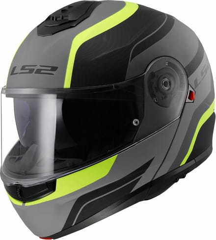 LS2 FF908 Strobe II Monza Mat Zwart H-V Geel 06 Systeemhelm - Maat M - Helm