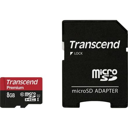 Transcend Premium microSDHC-kaart 8 GB Class 10, UHS-I Incl. SD-adapter