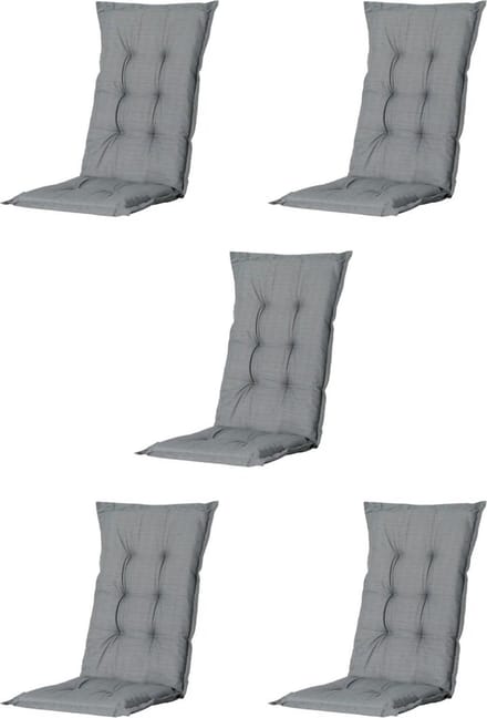 Madison - Tuinkussen - Universeel - Lage Rug - 5 st. - Basic Grey - 105x46cm - Grijs - Tuinstoelkussens - Standenstoel