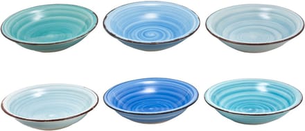 Diep bord - Ø21Cm - 6 Stuks - Aardewerk - Blue