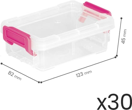 IRIS Hobby Craft Box LLB-8 - Kunststof - Transparant/Roze - 30 Stuks