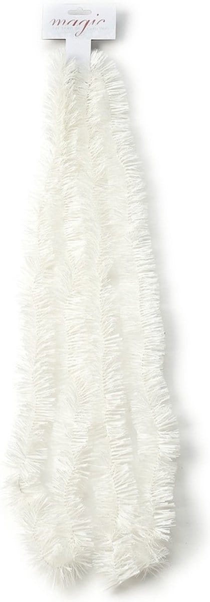 Inge Christmas Goods Kerstslinger-guirlande - wit - glanzende lametta - 270 cm