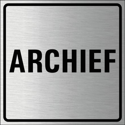 Archief bordje, geborsteld aluminium 150 x 150 mm