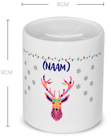 Akyol - kerst rendier met eigen naam Spaarpot - Kerstmis - kerst beker - winter - kerst - christmas - kerst cadeau - 350 ML inhoud