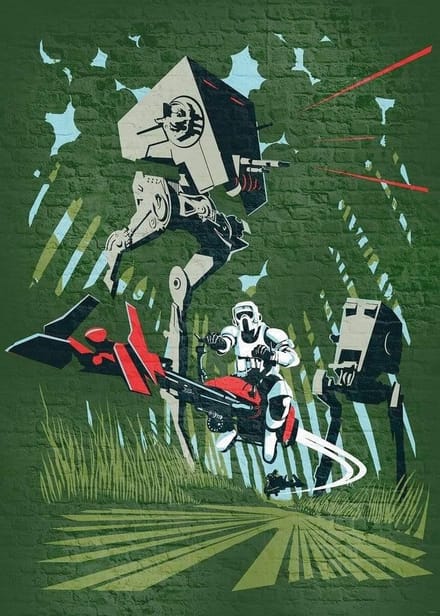 Fotobehang - Star Wars Classic Concrete Endor 200x280cm - Vliesbehang