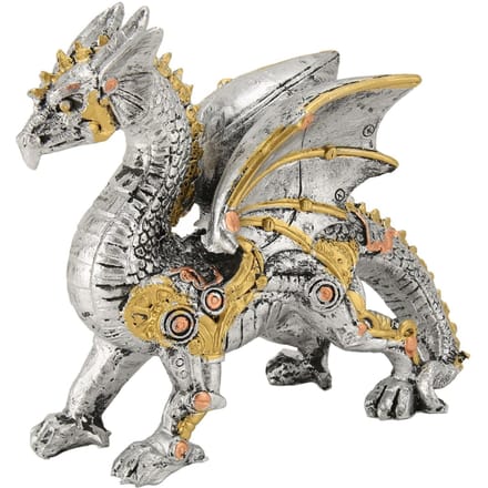 Sculpture de Dragon Steampunk Mécanique Décorative Statue de Dragon en Résine pour Chambres Bureaux gray