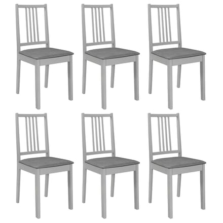 vidaXL - Eetkamerstoelen - met - kussens - 6 - st - massief - hout - grijs