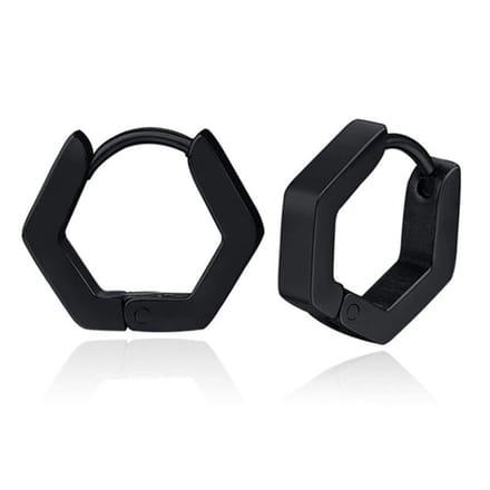 Heren Oorbellen LGT JWLS - Hexagon Zwart