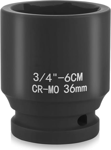 Dopsleutel 36mm - Wielmoer Dop - Auto Onderhoud - Diepe 6-Punts - 3/4 Drive - Zwart