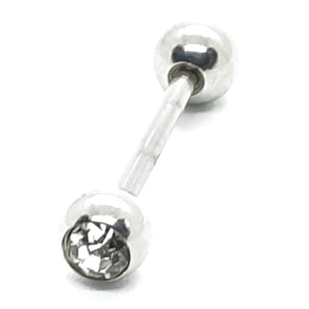 Tong Piercing - Zilver Met Steentjes