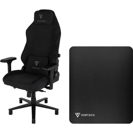 Vortech Prestige Plus Gamestoel Zwart + Vortech Vloermat Zwart