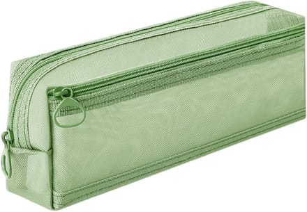 Dubbellaags mesh etui, grote capaciteit etui, transparante etui voor studenten, groen