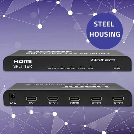 Qoltec Actieve Splitter 4 X HDMI 4K x 2K |   6 Gb/s |   60Hz |   Hoge stabiliteit