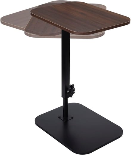 Side Table, Sofa, Mobile Coffee Table, Balcony Table, Small, 360° Rotatable Coffee Table, Wood, Rectangular, Laptop Table, Height Adjustable, for Living Room, Bedroom, Outdoor, Patio