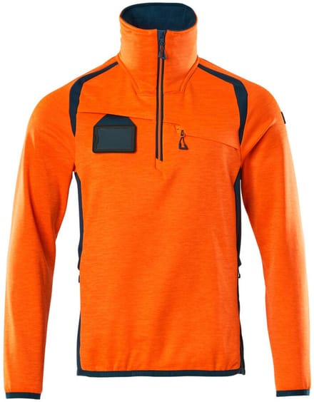 Mascot Accelerate Safe Fleecetrui met korte rits 19303-316 - hi-vis oranje/donkerpetrol - M