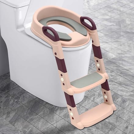 Kindertrainingstoilet met Trap en Antislip, Verstelbare Zithoogte voor Kinderen 2-7 Jaar