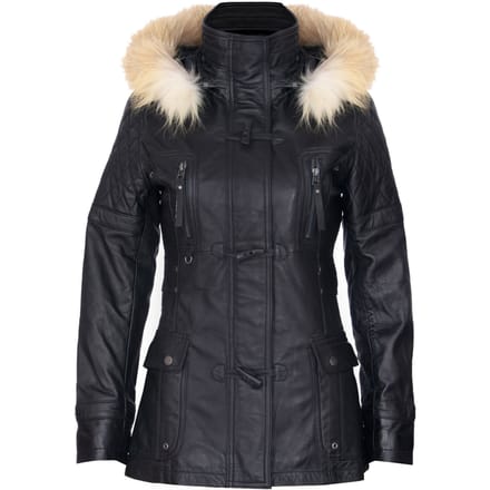 Dames gewatteerde leren parka met capuchon-Northampton