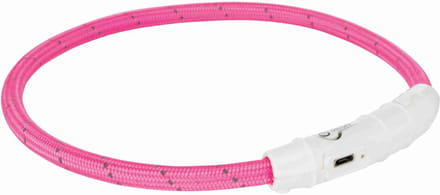 Trixie - Halsband Hond - Flash Lichthalsband - USB - TPU/Nylon - Roze - 45X0.7 cm