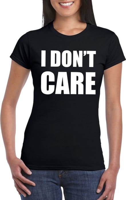 I dont care tekst t-shirt zwart dames M