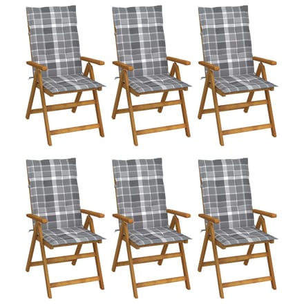 vidaXL - Inklapbare - stoelen - 6 - st - met - kussens - massief - acaciahout