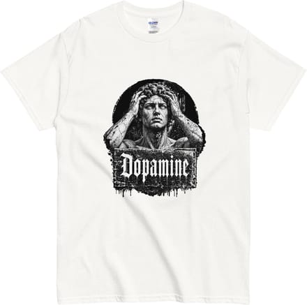 Heren en Dames Tshirt - Dopamine - Grappige Grunge Design - Wit - S