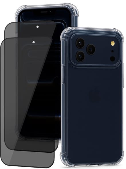 Hoesje geschikt voor iPhone 17 Pro Max - 2x Privacy Screenprotector Volledig Dekkend Glas - Shockproof Transparant
