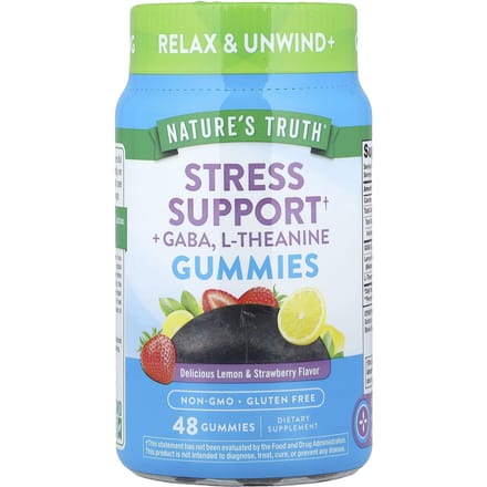 Nature's Truth, Stress Relief + Gaba, L-Theanine, Citroen & Aardbei, 48 Gummies