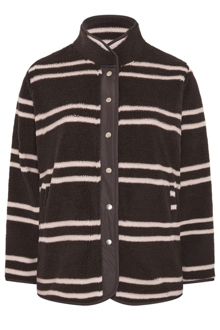 Yours Chocoladebruine Fleece Met Gestreepte Sluiting Size 42