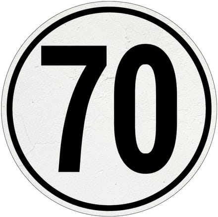 Tempo 70 bord | Sign Again materiaal | 10 cm