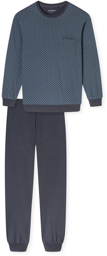 Schiesser Pyjama met print graphit-blauw