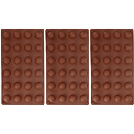 3 stuks Siliconen Vorm 24?Gat Zachte Halve Bol Bakvorm voor Chocolade Gelei Mousse Zeep brown