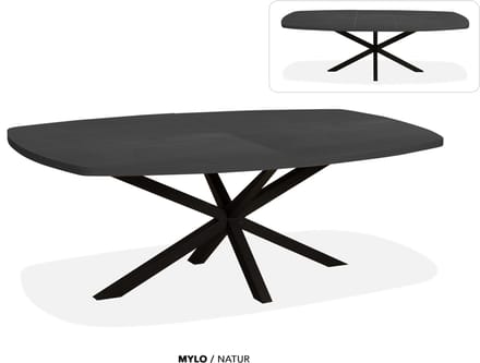 Maxfurn - Deens ovale uitschuiftafel 200/260cm | Zeer krasvast | Kleur: Noir