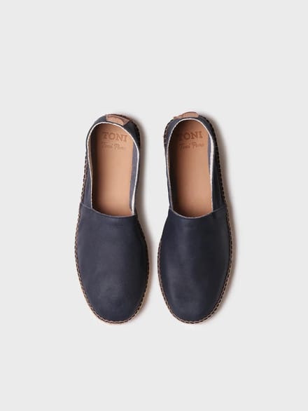 Gesloten espadrilles voor heren van leer met jutezool | MINO