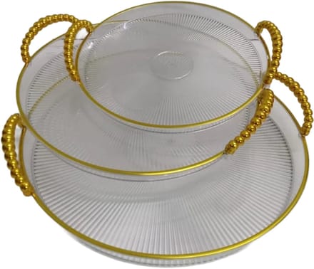 Hauskraft Dienbladen Set - 3-delig - Acryl - Transparant/Goud - Dienblad - Rond