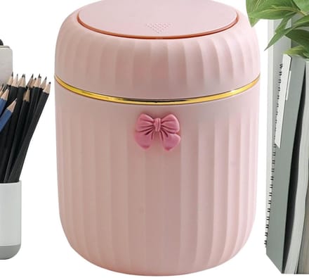Mini Prullenbak - Tafel Afvalbak - Afval Beheer - Drukdeksel Ontwerp - 16.5 cm Hoog - Roze