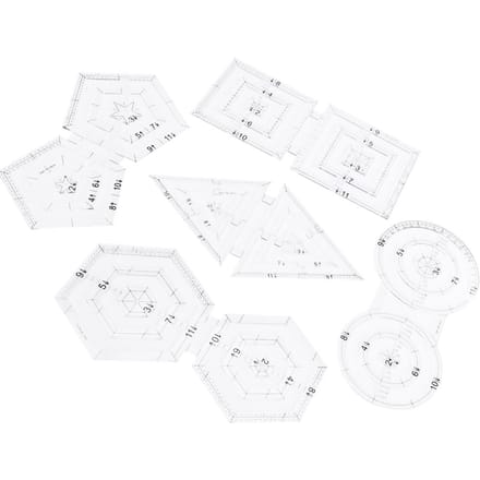 Ensemble de 5 règles de patchwork DIY manuel double rond pentagone hexagone triangle outil de couture white