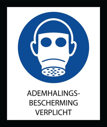 Bord ISO7010 Geboden Ademhalingsbescherming verplicht 20 x 24 cm